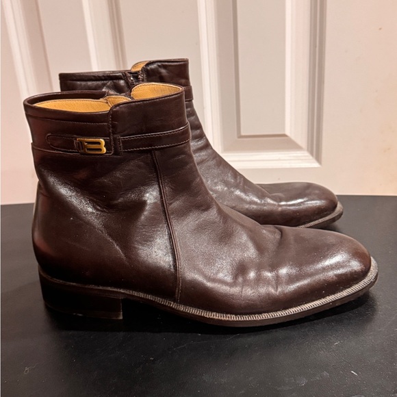 Bally Brown Leather Ankle Rudy Boots with Golden Buckle size 8.5 main image 14